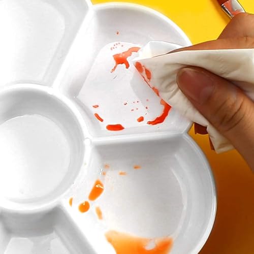 Petal Plastic Palette Painting Dish 7 Well Flower Paint Tray Watercolor Painting Mixing Palette for Oil Acrylic Watercolor Gouache,Easy Wash, Paint Palette (White) - color: White