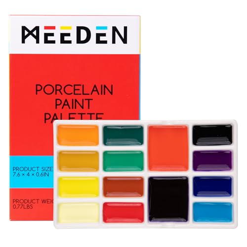 MEEDEN 14-Well Ceramic Paint Palette, Porcelain Watercolor Painting Palette, Porcelain Paint Tray, Ceramic Mixing Palette for Watercolor, Gouache, Acrylic Painting - size: 14 Wells