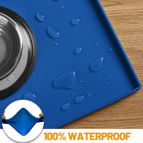 Hubulk Dog Feeding Mat,100% Waterproof BPA Free Silicone Pet Food and Water Bowl Placemat,Dishwasher, High Raised Edge to Prevent Spills,Nonslip Tray to Stop Messes on Floor (24"x16"x0.5", Navy) - color: Navy, size: 24"l X 16"w