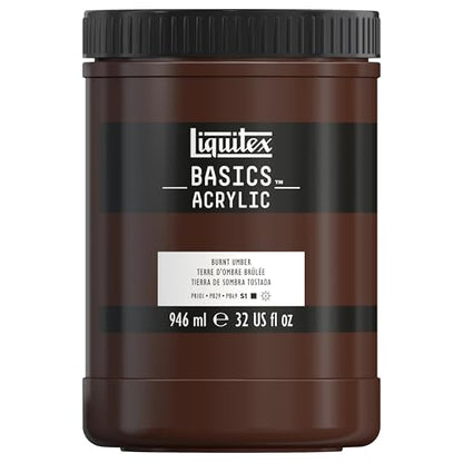 Liquitex BASICS Acrylic Paint, 946ml (32-oz) Jar, Burnt Umber - color: Burnt Umber, size: 32 Fl Oz (Pack of 1)