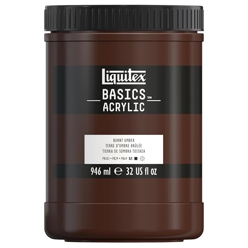 Liquitex BASICS Acrylic Paint, 946ml (32-oz) Jar, Burnt Umber - color: Burnt Umber, size: 32 Fl Oz (Pack of 1)
