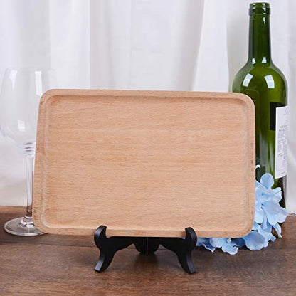 LOCOLO 6 Pack 5 Inch Wooden Display Stands Black Foldable Wood Easel Stands with Gold Latch, Adjustable Width Plate Holders for Picture Frames Decorative Plates Artwork Cookbooks Tabletop Display