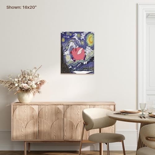 3dRose Funny Cute Flying Pig in Starry Night Van Gogh Art Museum Grade Canvas Wrap 8x10 - size: 8"L x 10"W