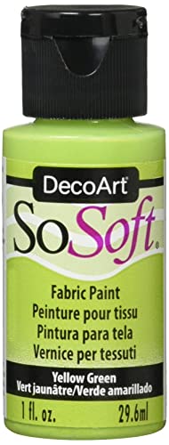 DecoArt SoSoft Fabric Acrylics Paint, 1-Ounce, Yellow/Green - color: Yellow-green
