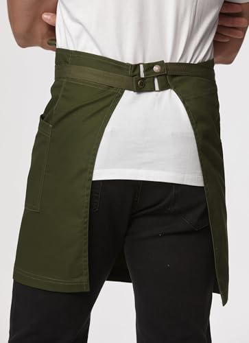 Unisex Waist Apron with Pockets Waiter Bar Half Bistro Apron 4251BY - color: Army Green, size: 10 Pack