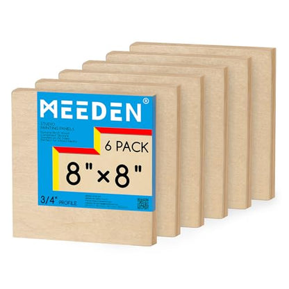 MEEDEN Unfinished Wood Canvas Board: 3/4” Deep 8x8” Wooden Canvas Panel Pack of 6 - Blank Cradled Wood Art Board for Painting - size: 8"x8"- 6 Pack