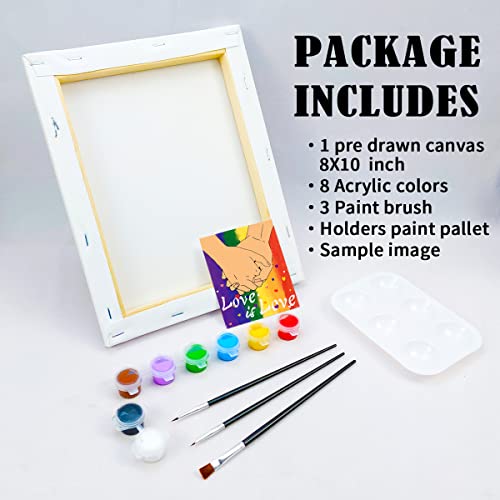 VOCHIC Pre Drawn Canvas for Painting for Adults Lesbian Gay Stuff Pride Rainbow LGBT Party Kit Paint and Sip Party Supplies 8x10 in Canvas to Paint Art Set