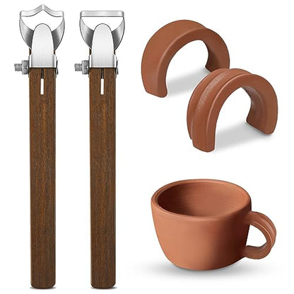 Therwen 2 Pcs Mug Handle Carving Tool, Pottery Handle Making Tool, Clay Extruder Trimming for Ceramic Tea Cup Mug Utensil Vase Clay Cutters Sculpture Craft(Simple Style) - color: Simple Style