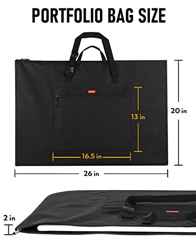 Nicpro Light Weight Art Portfolio Bag, 20 x 26 Inches Waterproof Art Portfolio Case with Shoulder & Handle Carry, for Artwork, Poster, Sketch Drawing, Canvas, Photography, Solar Panel Storage - size: 20 x 26 inches
