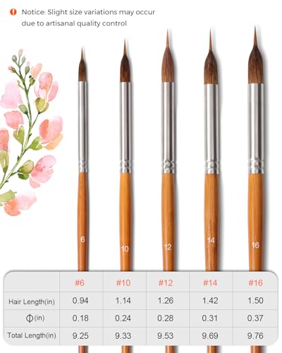 Watercolor Brushes Set, Extended Brushes, Dancart Watercolor Paint Brushes for Detail Painting, Natural & Mink Hair Blend, Birch Wood Handle - color: Brown