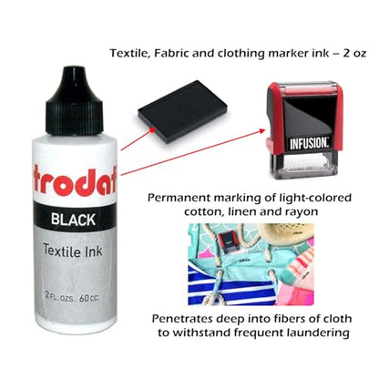 Trodat Textile and Clothing Marker Ink, 60 cc (2 oz) bottle