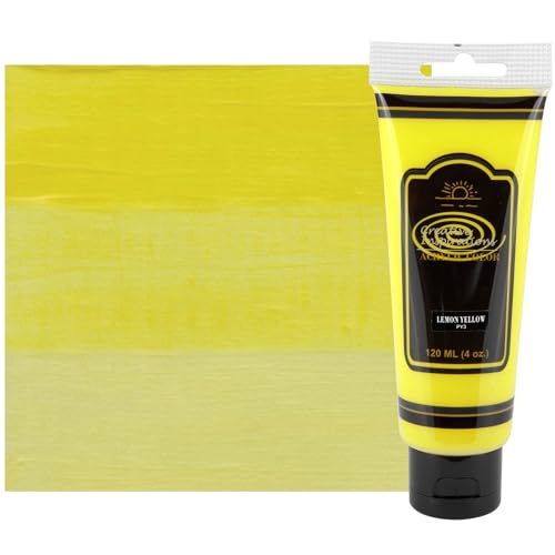 Creative Inspirations Acrylic Paint - Lemon Yellow - 120 mL Tube - Smooth & Creamy Consistency, Vibrant Pigmentation, Great Coverage for Artists - Clean Up with Soap & Water - color: Lemon Yellow, size: 4.06 Fl Oz (Pack of 1)