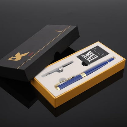 Tiankool Luxury Fountain Pen,Fine Nib, Exquisite Pen Gift Set for Men&Women-Includes 10 Ink Cartridges&Ink Converter- Nice Pens - Blue - color: Blue