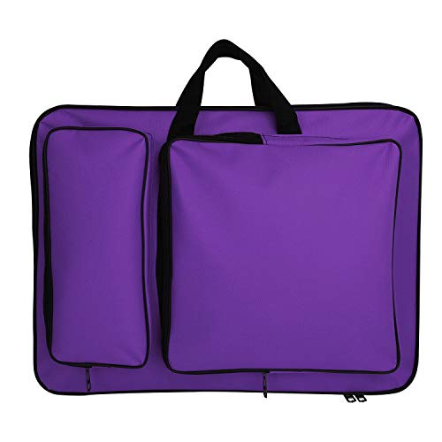 JIAHG Water-Resistant Art Portfolio Carry Bag A3 Art Work Portfolio Tote Drawing Board Bag Portable Painting Sketch Pad Storage Bag Professional Art Organizer for Palette Paints Brushes - color: purple