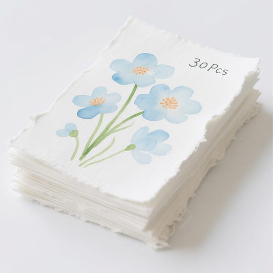 30 Sheets Watercolor Paper, 300 GSM Thick Textured Cotton Paper - 4 x 6 Inch Deckled Edge Handmade Paper for Painting, Calligraphy, Wedding Invitations, Greeting Cards, DIY Crafts
