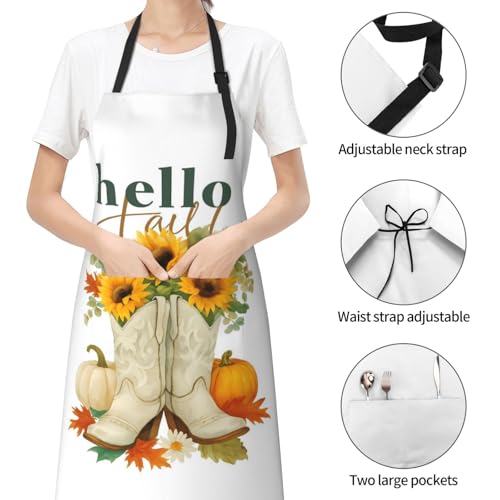 KKdskkds Tribal Boho Geometric Multi-Purpose Adjustable Waterproof Apron With Pocket For Men Women - color: Sunflower in Cowboy Boots, Pumpkin