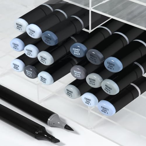 Gray Grey Alcohol Markers Brush Tip, 20pc Cool Warm Grey Markers Set for Adults Artist Shading Layering Drawing Sketching Brush Chisel Tips Gifts - color: 20 color