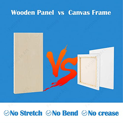 Falling in Art Unfinished Birch Wood Panels Kit for Painting, Wooden Canvas 4 Pack of 6x12’’ Studio 3/4’’ Deep, Cradle Boards for Pouring, Art, Crafts, Burning and More - size: 6'' x 12''