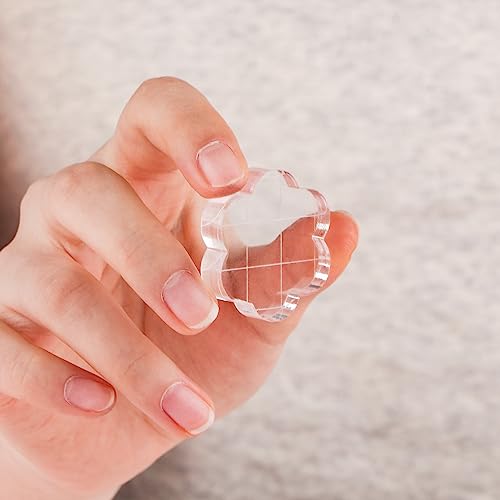 Briartw 9 Pieces Acrylic Stamp Block Clear Stamping Tools Set with Grid Lines for Scrapbooking Crafts Card Making,Clear Acrylic Stamp Block Kit with Grid Lines,Rounded Edge,Thickness 8mm - color: 9 Pcs Flower Shape