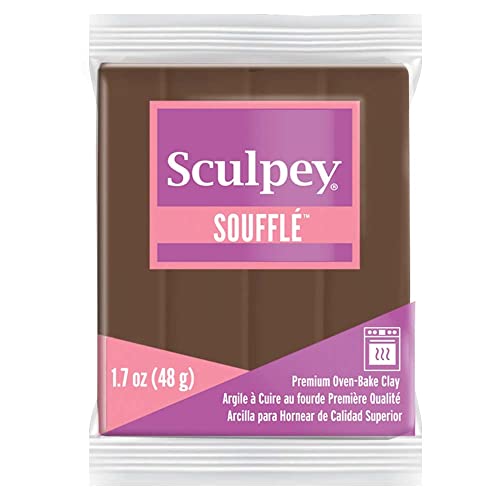 Sculpey Soufflé™ Polymer Oven-Bake Clay, Cowboy Brown, Non Toxic, 1.7 oz. bar, Great for jewelry making, holiday, DIY, mixed media and more! Premium light-weight oven bake clay. - color: Cowboy, size: 1.7 oz