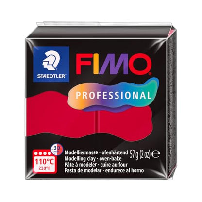 STAEDTLER Polymer Modelling Clay - FIMO Professional - Oven Bake Clay - Carmine, 57g - 1 Block, 8040-29 - color: Carmine