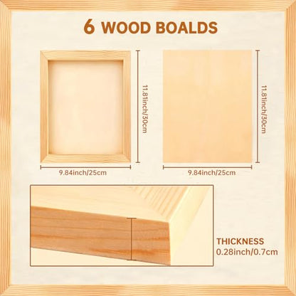 6 Pack Unfinished Blank Wood Panel Boards, Natural Wooden Painting Canvas for Oil, Acrylic Paint, Paint Pouring, DIY Art Crafts Projects (12 * 16inch) - size: 12*16inch