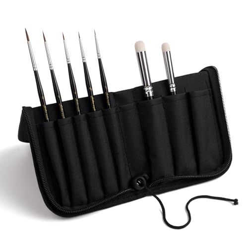 Kolinsky Sable Miniature Paint Brushes - Golden Maple 7pcs Detail Paint Brushes Drybrushes for Acrylic Watercolor, Small Fine Detail Paint Brush Set for Mini Paints (Black) - color: Black