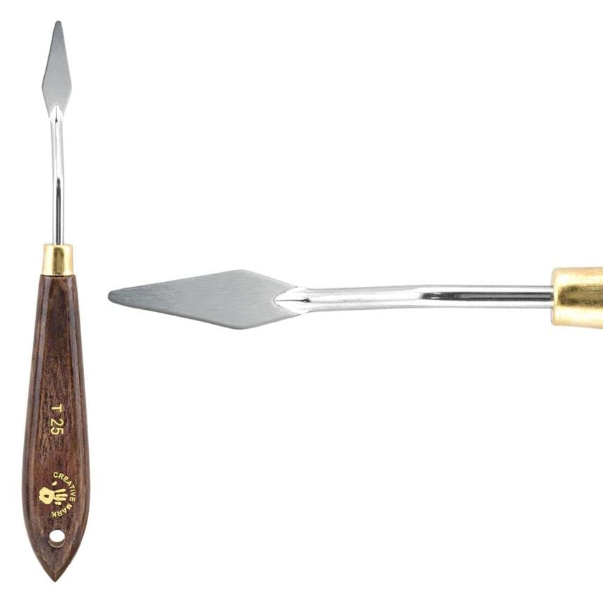 Creative Mark Stainless Steel Palette Knife Painting Tools - Paint Palette with Wooden Handle - Variety of Shapes and Sizes - 25T, 1-1/4 in - color: 25t, size: 1-1/4 in