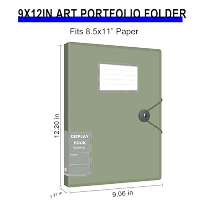 Art Binder, Folder with Plastic Sleeves for Office, 80-Pocket, Displays 160 Pages, 8.5x11, Green - color: Green
