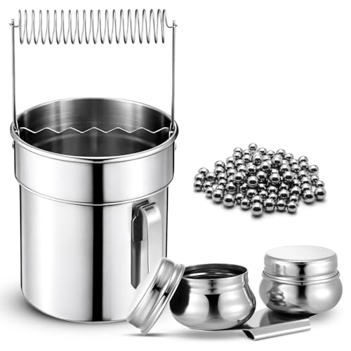 2 Pcs Paint Brush Cleaner Set Stainless Steel Double Dipper Palette Cup Paint Brush Portable Washer Holder for Oil Cleaner Kits(Straight Shape,Extra Large) - size: Extra Large
