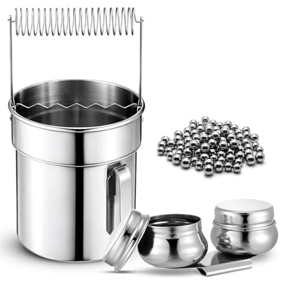 2 Pcs Paint Brush Cleaner Set Stainless Steel Double Dipper Palette Cup Paint Brush Portable Washer Holder for Oil Cleaner Kits(Straight Shape,Extra Large) - size: Extra Large