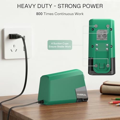 Heavy Duty Electric Pencil Sharpener-6-Hole for 6-12mm Pencils,Auto Start/Stop,Fast 4s Sharpening,Zinc Alloy Blade,10,000+ Sharpenings-Ideal for Classroom,Office & Art Use,Green(S260) - color: Green