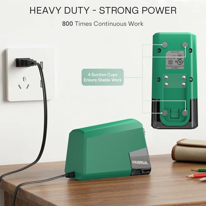 Heavy Duty Electric Pencil Sharpener-6-Hole for 6-12mm Pencils,Auto Start/Stop,Fast 4s Sharpening,Zinc Alloy Blade,10,000+ Sharpenings-Ideal for Classroom,Office & Art Use,Green(S260) - color: Green