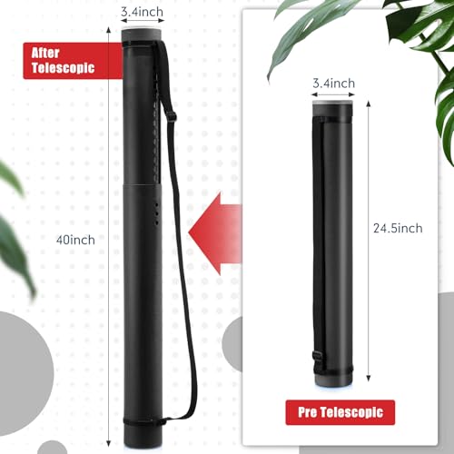 Yahenda 6 Pcs Expandable Poster Tubes Bulk, 24"- 40" Extendable Blueprint Tube with Shoulder Strap Waterproof Portable Durable Round Cases for Drawing, Poster, Office Bulk Supply(Black, White) - color: Black, White