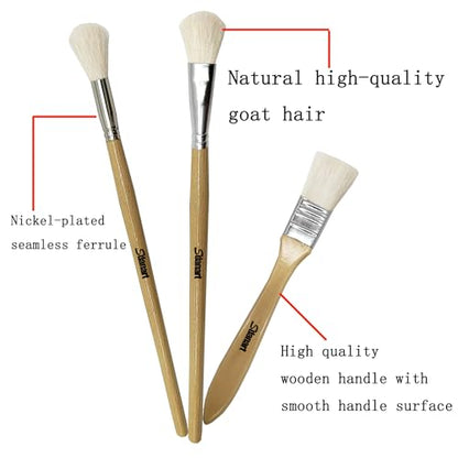 Sdanart Gilding Brush Set,7 PCS Professional Goat Hair Blend Mop Brush Set for Acrylic Gouache Watercolor Oil Painting Gold foil and Gold Leaf Sheets