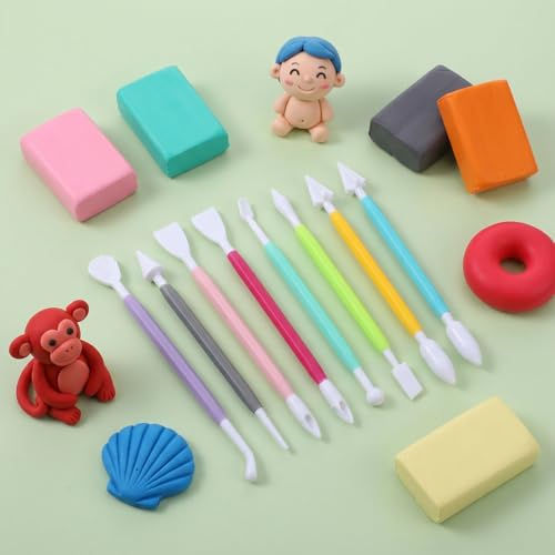 22 Pcs Clays Sculpting Tools, Air Dry Clay Tools, Double-Ended Tool Kit Plastic Clay Tool for Adult Set for DIY Pottery Shaping Dotting Modeling Molding Polymer Clays Craft Supplies Accessories