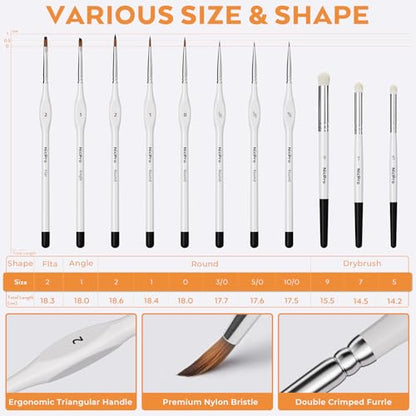Nicpro Miniature Painting Kit with Wet Palette & 11PCS Detail Paint Brushes Drybrush, 100PCS Wet Pallet Paper, 4PCS Sponge, Brush Holder Mixing Paint Saver Palette for Miniature Model Painting - color: White