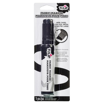 Tulip Permanent Fabric Marker, Black Jumbo Chisel Tip – No Heat Set, Minimal Bleed, Fast Drying for Clothes, Shoes, Bags & Fabric Crafts