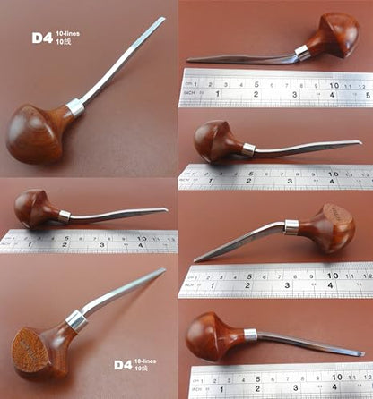 1pc D4 10-lines Printmaking Print Copperplate Woodcut Resin Board Engrave Etching Carving Palm Grip Push Out Multiple Line Gravers Scorpers Burins Knife Tools