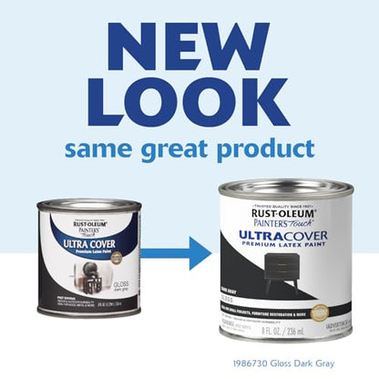Rust-Oleum 1986730 Brush Painter's Touch Ultra-Cover Multi-Purpose Enamel Paint, 1/2 Pt Can, Gloss Dark Gray 8 Fl Oz (Pack of 1) - color: Gloss Dark Gray, size: 8 Fl Oz (Pack of 1)