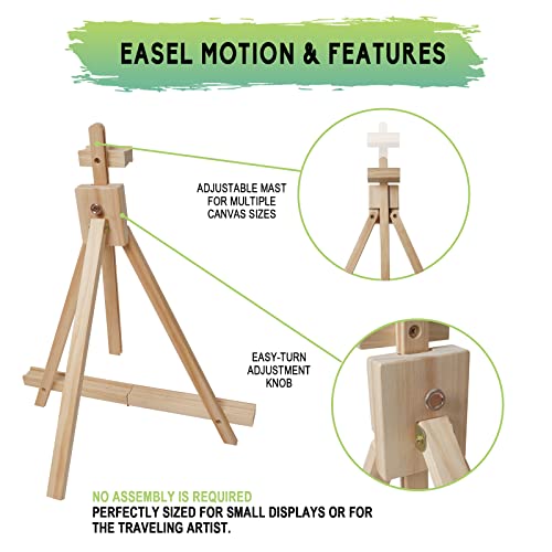 CONDA 25'' Folding Wooden Tabletop Easel for Painting, Hold Canvas up to 23 Inches, Portable A-Frame Artist Desktop Painting Stand, Photo Picture Sign Holder