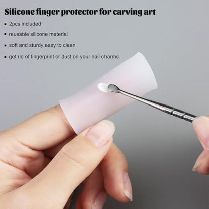 Fcozpjk Nail Art Sculpture Pen, 3PCS Double-head Stainless Steel 3D Gel Art Sculpting Pens Dotting Tools Acrylic Powder Flower Design Carving Modeling for Builder Gel Chrome Powder Applicator Manicure