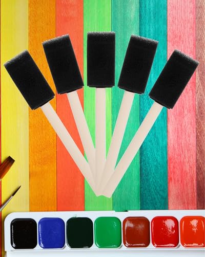 WAFJAMF 10 Pack Poly Foam Paint Brushes 1 Inch Sponge Painting Brushes Wood Handle Paint Sponges Set for Painting Cleaning - size: 10 Pcs