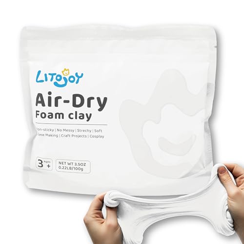 White Air Dry Foam Clay - 3.5 OZ (0.22 LB) 100 Grams - Modeling, Soft, Light Weight, for School Supply, Art Projects, Christmas Deco, Cosplay Props, Slime Supplies, Flower Mirror (White) - color: White