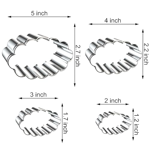 Scalloped Edge Oval Cookie Cutter Set Large - 5 Inch, 4 Inch, 3 Inch, 2 Inch - Fluted Wavy Oval Cookie Cutters Shapes Clay Molds - Stainless Steel - style: Oval