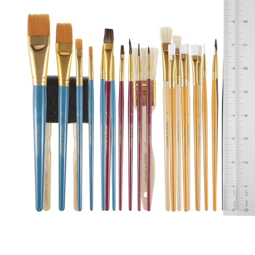 Oodles of Brushes Economical Art Brush Set of 25 - Balanced Assortment of Economical Brushes for Art, Craft, Hobby and Home Single - size: Pack of 25