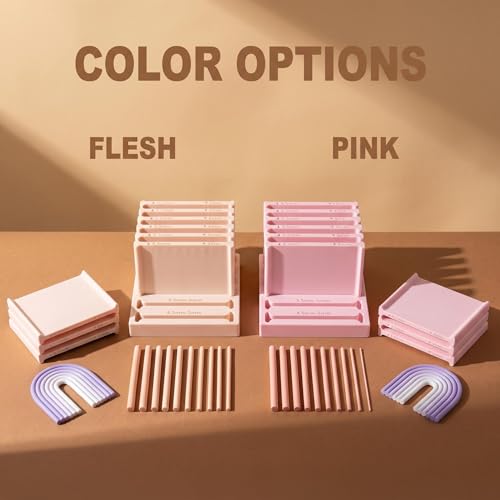 Polymer Clay Thickness String Roller Tool, 5 Size Even-Thickness Guides with Base, Strip Cutter for DIY Earrings, Jewelry Making and Clay Art (Pink+Apricot) - color: Pink+Apricot