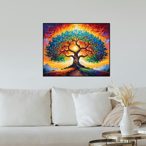 ldazao Tree of Life Paint By Numbers for Adults Beginner Stained Glass Painting Kit Color By Numbers for Adults Canvas DIY Acrylic Adults' Paint-By-Number Kits 20 X 16 Inches - color: SZ0015
