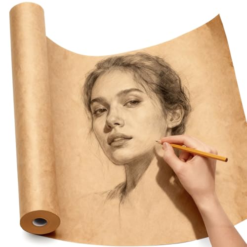 PerkHomy Craft Paper Roll 15" x 600" (50') Kraft Paper for Gift Wrapping Moving Art Floor Covering Packing Painting Drawing Paint Easel Poster Chart Paper (Brown, 15" W x 600" L (50')) - color: Brown, size: 15" x 600" ( 50' )