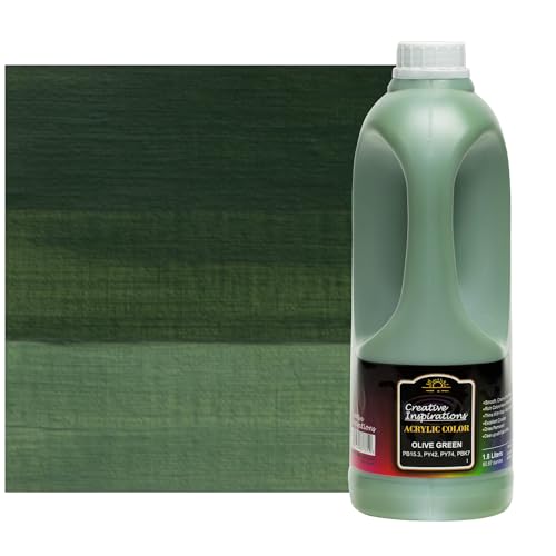 Creative Inspirations Acrylic Paint - Olive Green - 1.8 Liter - Smooth & Creamy Consistency, Vibrant Pigmentation, Great Coverage for Artists - Clean Up with Soap & Water - color: Olive Green, size: 60.87 Fl Oz (Pack of 1)